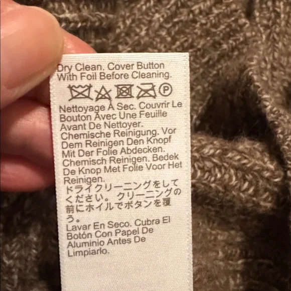 J Crew Rugged Merino Wool Heavyweight Cowl Neck Shawl Cardigan Sweater Brown-M - Picture 11 of 12